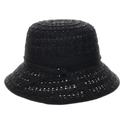 Hot Chapeau Bob en Papier Tressé Sorina noir Femme Chapeaux Été|Chapeaux De Paille