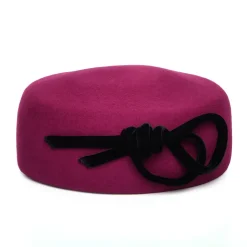 Sale Chapeau Calot en Laine avec Nœud en Velours Caroline magenta Femme Chapeaux Cérémonie|Chapeaux Calots