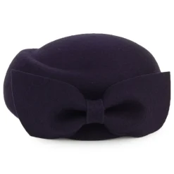 Hot Chapeau Calot en Laine avec Nœud Avery bleu marine Femme Chapeaux Cérémonie|Chapeaux Calots