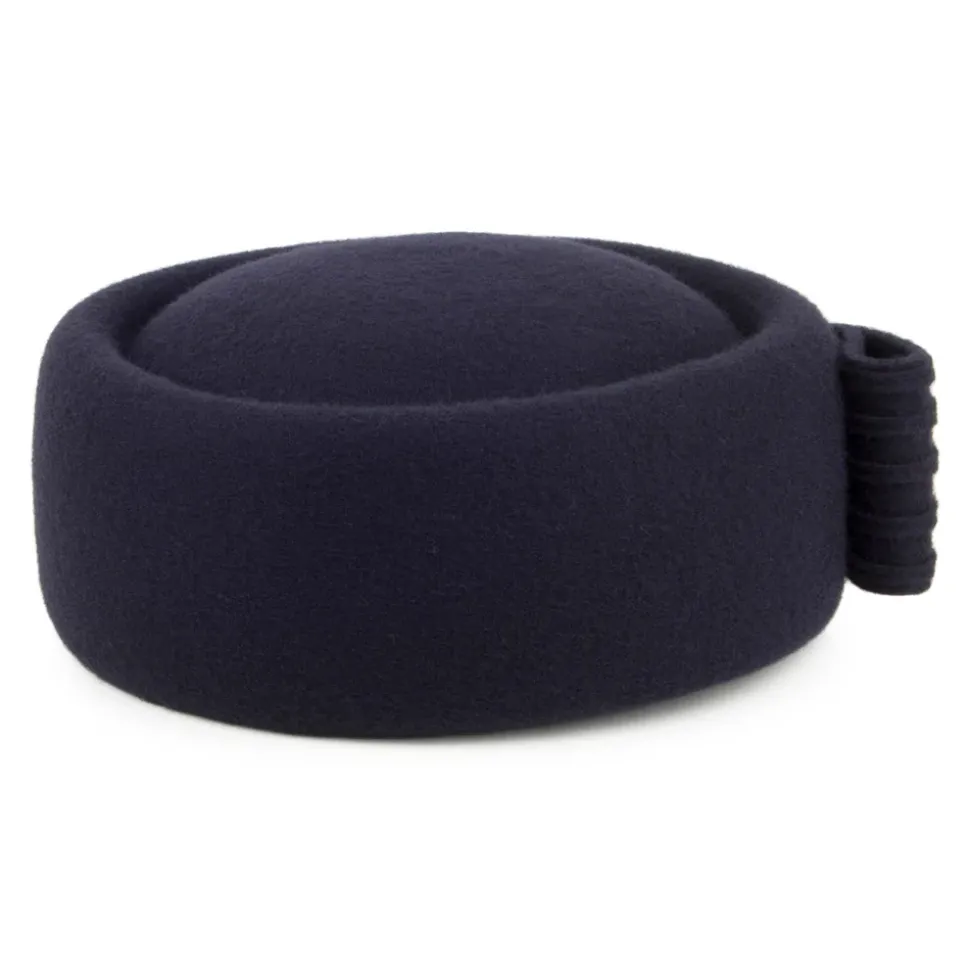 Cheap Chapeau Calot en Laine Jackie O Loop Bow bleu marine Femme Chapeaux Cérémonie|Chapeaux Calots