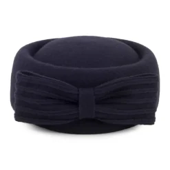 Cheap Chapeau Calot en Laine Jackie O Loop Bow bleu marine Femme Chapeaux Cérémonie|Chapeaux Calots