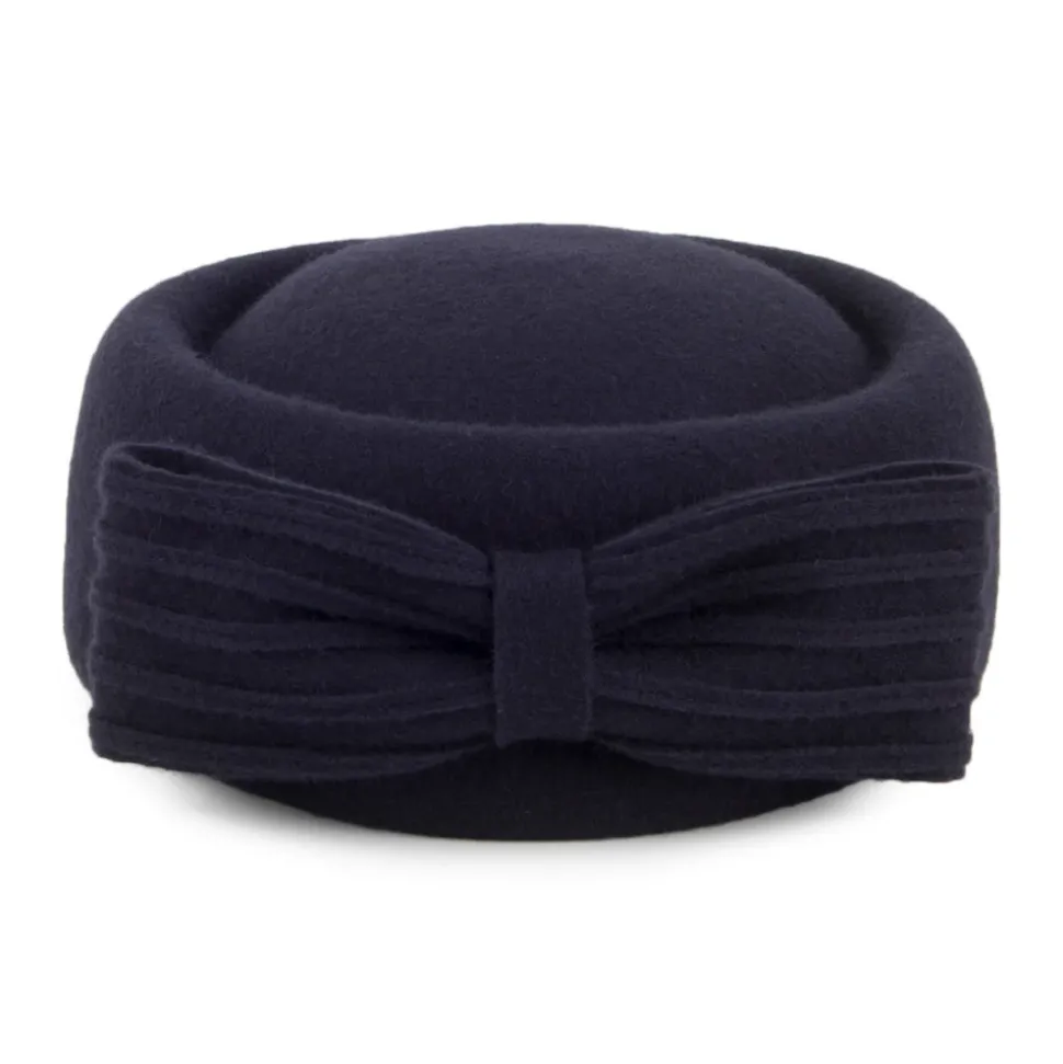 Cheap Chapeau Calot en Laine Jackie O Loop Bow bleu marine Femme Chapeaux Cérémonie|Chapeaux Calots