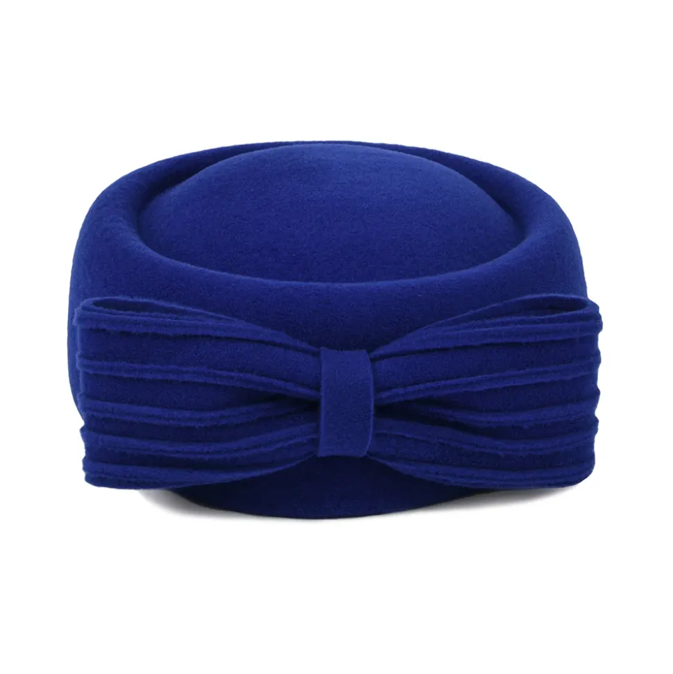 Flash Sale Chapeau Calot en Laine Jackie O Loop Bow bleu roi Femme Chapeaux Cérémonie|Chapeaux Calots