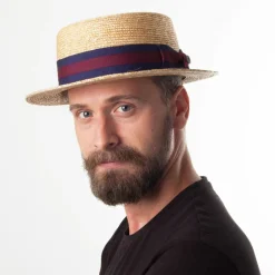 Fashion Chapeau Canotier en Paille avec Bandeau à Rayures naturel JAXON & JAMES Femme/Homme Chapeaux Été|Chapeaux De Paille