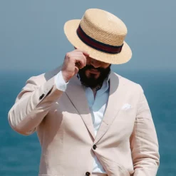 Fashion Chapeau Canotier en Paille avec Bandeau à Rayures naturel JAXON & JAMES Femme/Homme Chapeaux Été|Chapeaux De Paille