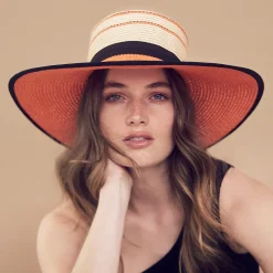 Cheap Chapeau Canotier en Paille Toyo naturel-orange Femme Chapeaux Été|Chapeaux De Paille