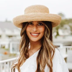 Cheap Chapeau Canotier Pliable en Paille Raphia Torsadée naturel Femme Chapeaux Été|Chapeaux De Paille