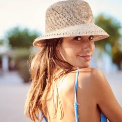 New Chapeau Cloche en Paille Tikia naturel Femme Chapeaux De Paille|Chapeaux Cloche
