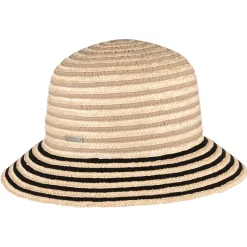 Clearance Chapeau Cloche en Paille à Rayures naturel-noir Femme Chapeaux De Paille|Chapeaux Cloche