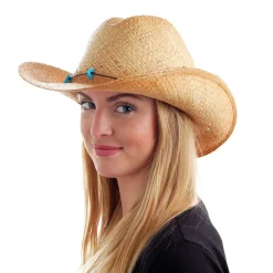 Best Chapeau de Cowboy en Paille Calamity Cattleman naturel SUR LA TÊTE Femme Chapeaux Été|Chapeaux De Paille