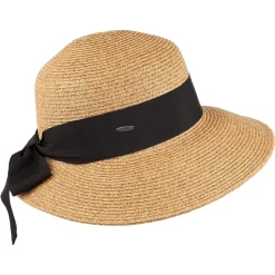 Cheap Chapeau de Paille Été avec Noeud en Gros-Grain marron clair Femme Chapeaux Été|Chapeaux De Paille