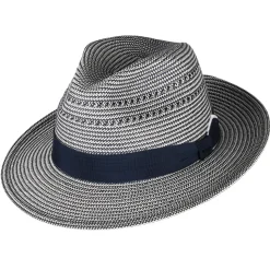 Hot Chapeau Fedora Eli bleu marine-crème Femme/Homme Chapeaux Trilby|Chapeaux Fedora
