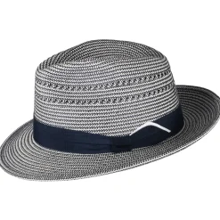Hot Chapeau Fedora Eli bleu marine-crème Femme/Homme Chapeaux Trilby|Chapeaux Fedora