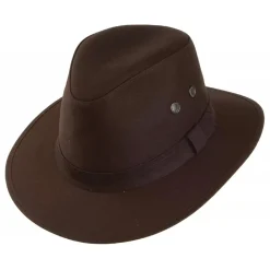 New Chapeau Fedora en Coton Ciré Hydrofuge Drifter marron Femme/Homme Chapeaux Trilby|Chapeaux Fedora