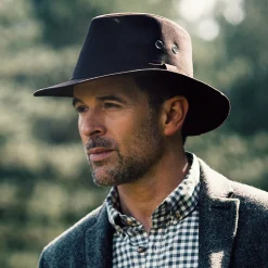 New Chapeau Fedora en Coton Ciré Hydrofuge Drifter marron Femme/Homme Chapeaux Trilby|Chapeaux Fedora