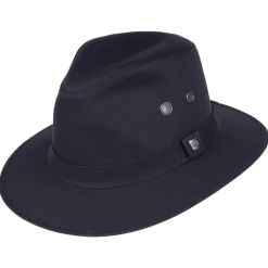 Sale Chapeau Fedora en Coton Ciré Hydrofuge Drifter bleu marine Femme/Homme Chapeaux Trilby|Chapeaux Fedora