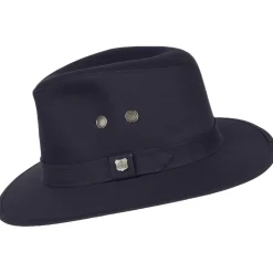 Sale Chapeau Fedora en Coton Ciré Hydrofuge Drifter bleu marine Femme/Homme Chapeaux Trilby|Chapeaux Fedora