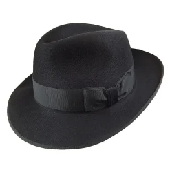 Clearance Chapeau Fedora en Fourrure Feutrée Gangster noir Femme/Homme Chapeaux Trilby|Chapeaux Fedora