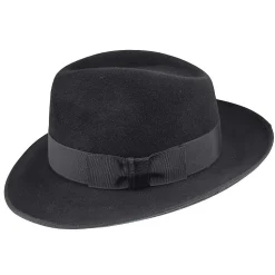 Clearance Chapeau Fedora en Fourrure Feutrée Gangster noir Femme/Homme Chapeaux Trilby|Chapeaux Fedora