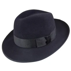 Shop Chapeau Fedora en Fourrure Feutrée Gangster bleu marine Femme/Homme Chapeaux Trilby|Chapeaux Fedora