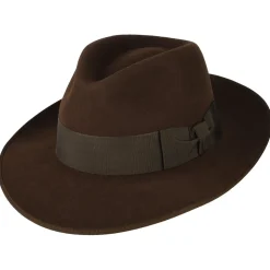 Cheap Chapeau Fedora en Fourrure Feutrée Gangster marron Femme/Homme Chapeaux Trilby|Chapeaux Fedora