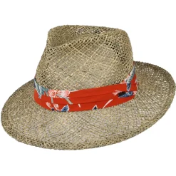 Outlet Chapeau Fedora en Jonc de Mer Aloha naturel-orange Femme/Homme Chapeaux Trilby|Chapeaux Fedora