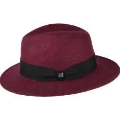 Hot Chapeau Fedora en Laine Feutrée Chinée Hydrofuge Boston merlot Femme/Homme Chapeaux Trilby|Chapeaux Fedora