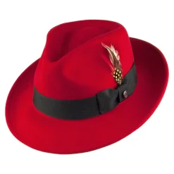Clearance Chapeau Fedora en Laine Feutrée Déformable C-Crown rouge JAXON & JAMES Femme/Homme Chapeaux Trilby|Chapeaux Fedora