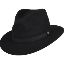 Online Chapeau Fedora en Laine Feutrée Pliable Messer noir Femme/Homme Chapeaux Trilby|Chapeaux Fedora