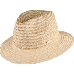 Flash Sale Chapeau Fedora en Paille à Rayures naturel-sable Femme Chapeaux Trilby|Chapeaux Fedora