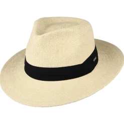 New Chapeau Fedora en Paille Toyo Sol naturel-noir Femme/Homme Chapeaux Trilby|Chapeaux Fedora