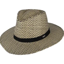 Flash Sale Chapeau Fedora en Paille Toyo à Chevrons Pliable Carolina noir-naturel Femme Chapeaux Trilby|Chapeaux Fedora
