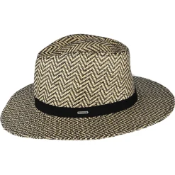 Flash Sale Chapeau Fedora en Paille Toyo à Chevrons Pliable Carolina noir-naturel Femme Chapeaux Trilby|Chapeaux Fedora