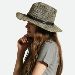 Flash Sale Chapeau Fedora en Paille Toyo à Chevrons Pliable Carolina noir-naturel Femme Chapeaux Trilby|Chapeaux Fedora
