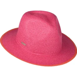 Discount Chapeau Fedora en Paille Toyo rose-orange Femme Chapeaux Trilby|Chapeaux Fedora