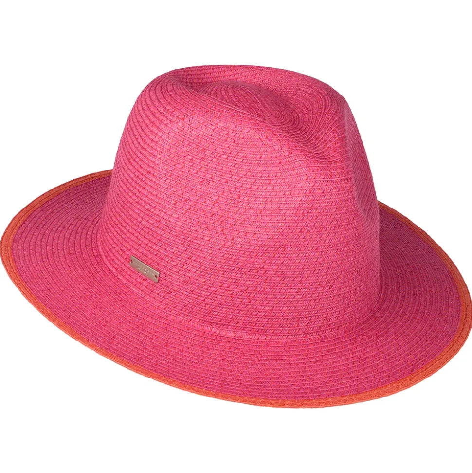 Discount Chapeau Fedora en Paille Toyo rose-orange Femme Chapeaux Trilby|Chapeaux Fedora