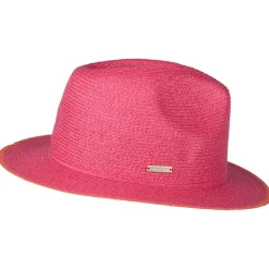 Discount Chapeau Fedora en Paille Toyo rose-orange Femme Chapeaux Trilby|Chapeaux Fedora