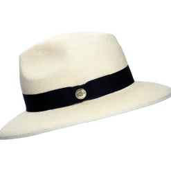 Sale Chapeau Fedora Panama à Bord Baissé Bandeau bleu marine Superfine semi-décoloré Femme Chapeaux Trilby|Chapeaux Fedora