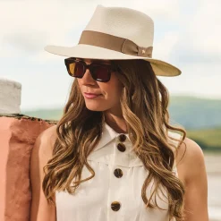 Clearance Chapeau Fedora Panama Chatsworth décoloré-taupe Femme Chapeaux Trilby|Chapeaux Fedora