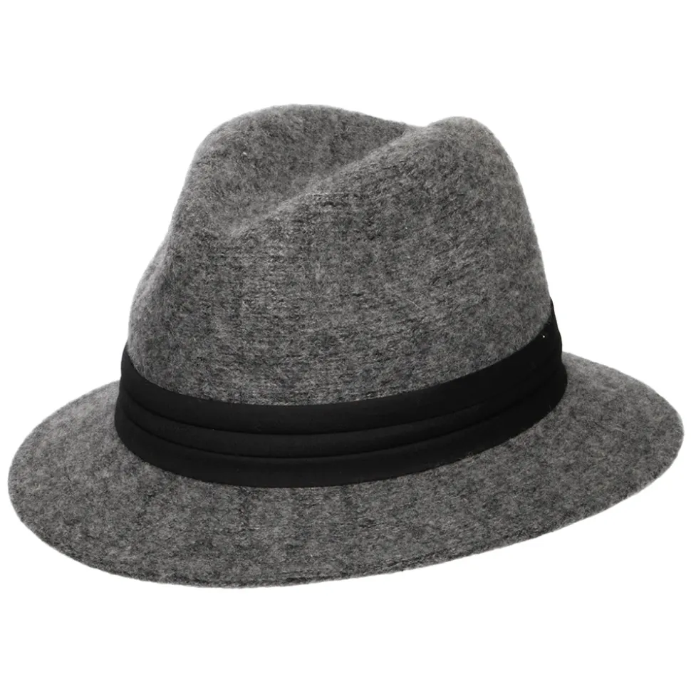 New Chapeau Fedora Pliable en Angora Mélangé India anthracite Femme Chapeaux Trilby|Chapeaux Hiver