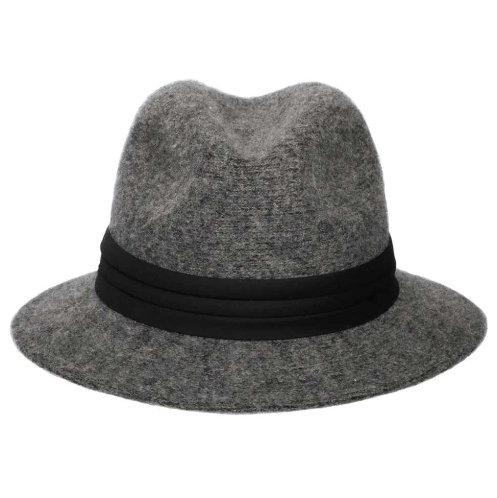 New Chapeau Fedora Pliable en Angora Mélangé India anthracite Femme Chapeaux Trilby|Chapeaux Hiver