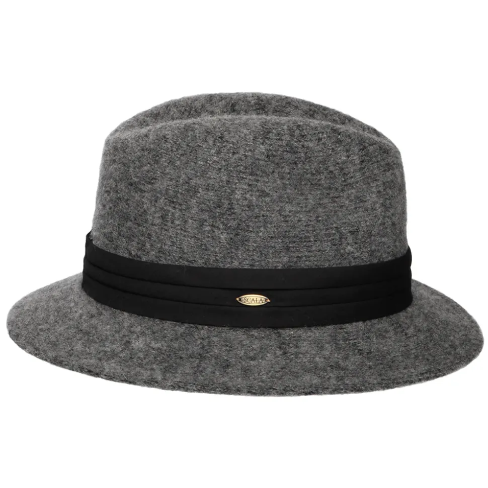 New Chapeau Fedora Pliable en Angora Mélangé India anthracite Femme Chapeaux Trilby|Chapeaux Hiver