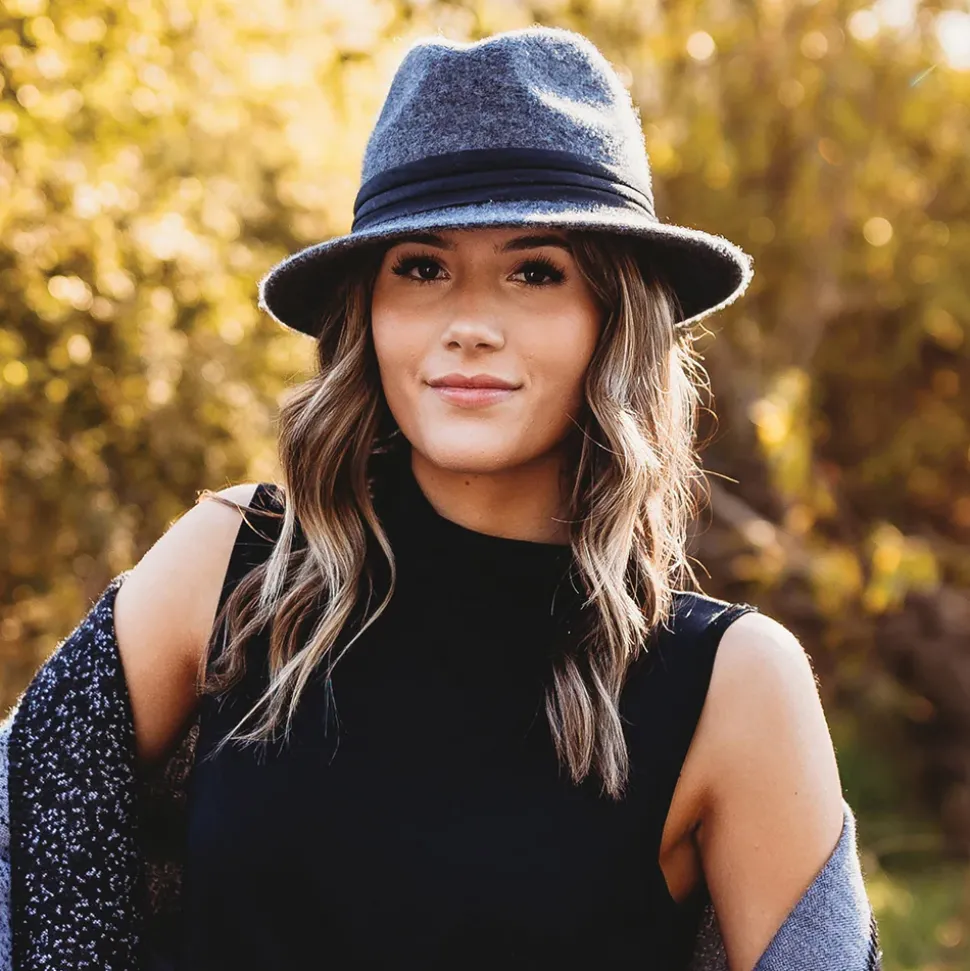 New Chapeau Fedora Pliable en Angora Mélangé India anthracite Femme Chapeaux Trilby|Chapeaux Hiver