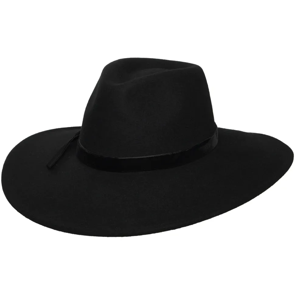 Cheap Chapeau Fedora Rancher en Laine Feutrée avec Bandeau en Velours Calista noir Femme Chapeaux Trilby|Chapeaux Fedora