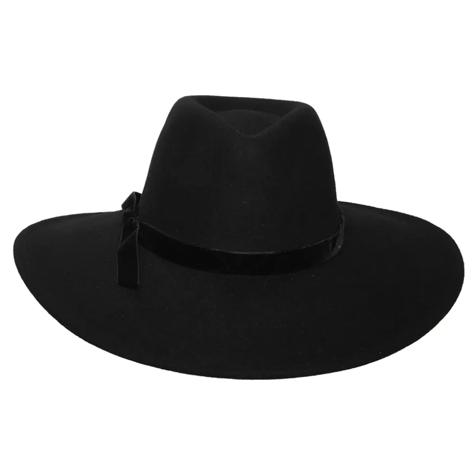 Cheap Chapeau Fedora Rancher en Laine Feutrée avec Bandeau en Velours Calista noir Femme Chapeaux Trilby|Chapeaux Fedora