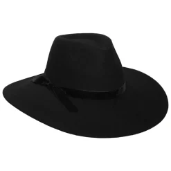 Cheap Chapeau Fedora Rancher en Laine Feutrée avec Bandeau en Velours Calista noir Femme Chapeaux Trilby|Chapeaux Fedora