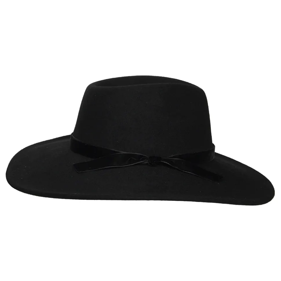 Cheap Chapeau Fedora Rancher en Laine Feutrée avec Bandeau en Velours Calista noir Femme Chapeaux Trilby|Chapeaux Fedora