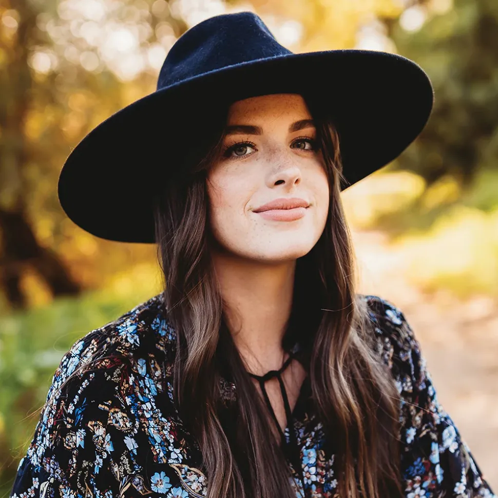 Cheap Chapeau Fedora Rancher en Laine Feutrée avec Bandeau en Velours Calista noir Femme Chapeaux Trilby|Chapeaux Fedora