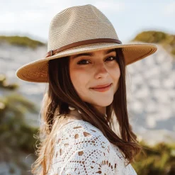 Best Sale Chapeau Fedora Safari en Papier Tressé Sapo naturel-marron Femme Chapeaux Trilby|Chapeaux Fedora