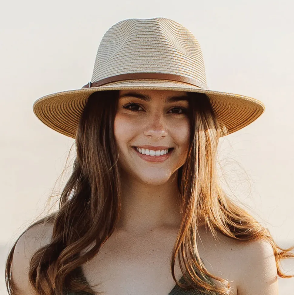 Best Sale Chapeau Fedora Safari en Papier Tressé Sapo naturel-marron Femme Chapeaux Trilby|Chapeaux Fedora